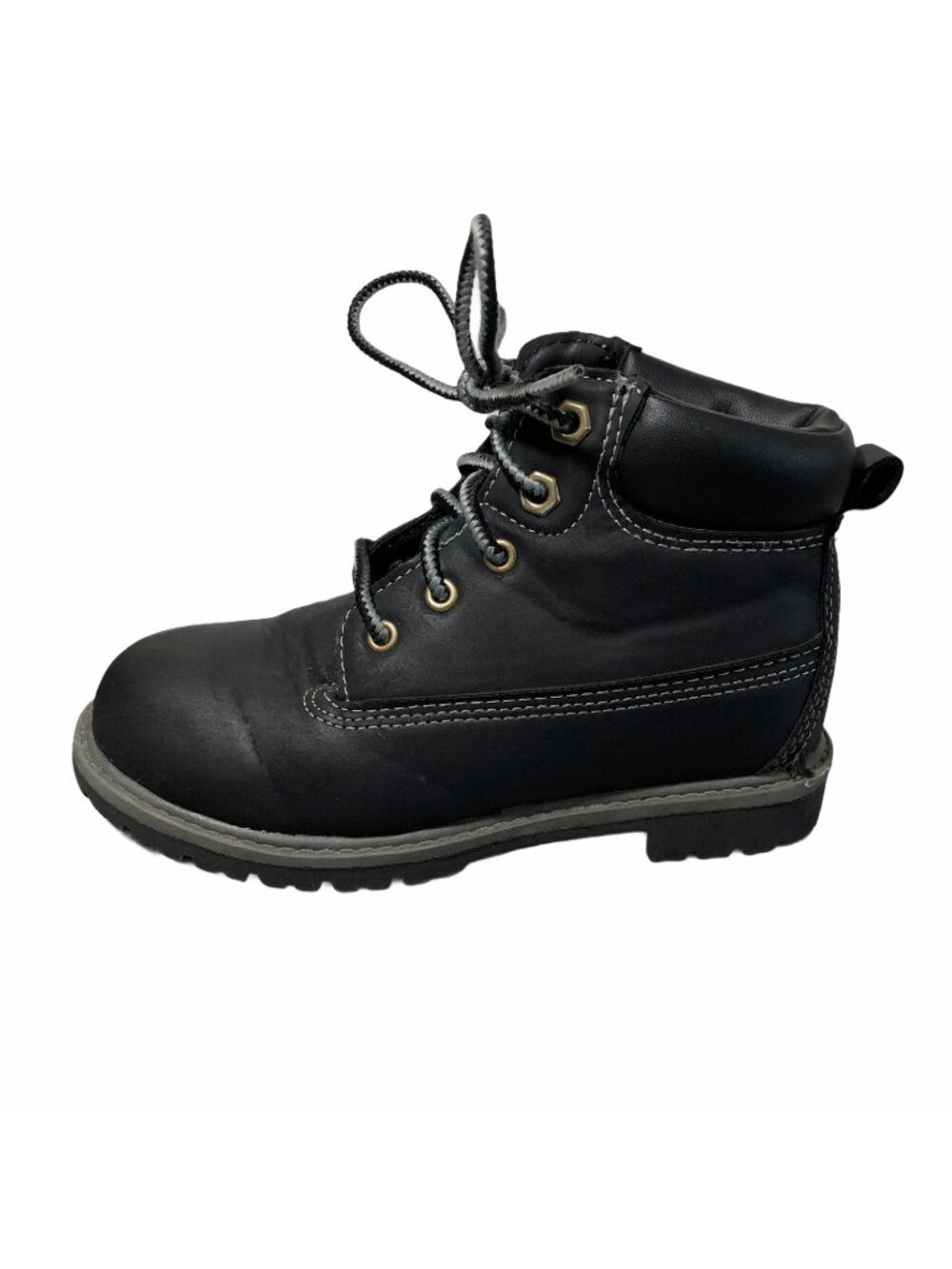 Hiking Boots Black Faux Leather Girls 13 Lace Up Shoes Faded Glory Shoes Winter